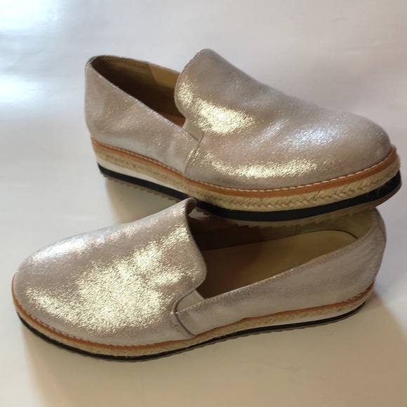 Women platform slip on Loafers Espadrilles in silver , size 38.5 - Picture 3 of 9